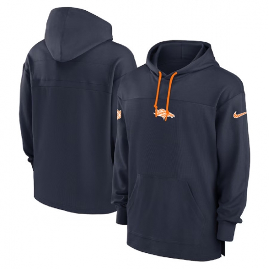 Men's Denver Broncos Navy Performance Pullover Hoodie - Ujersey