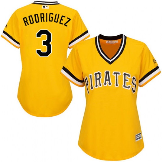 Women's Majestic Pittsburgh Pirates #3 Sean Rodriguez Replica Gold Alternate Cool Base MLB Jersey - Ujersey
