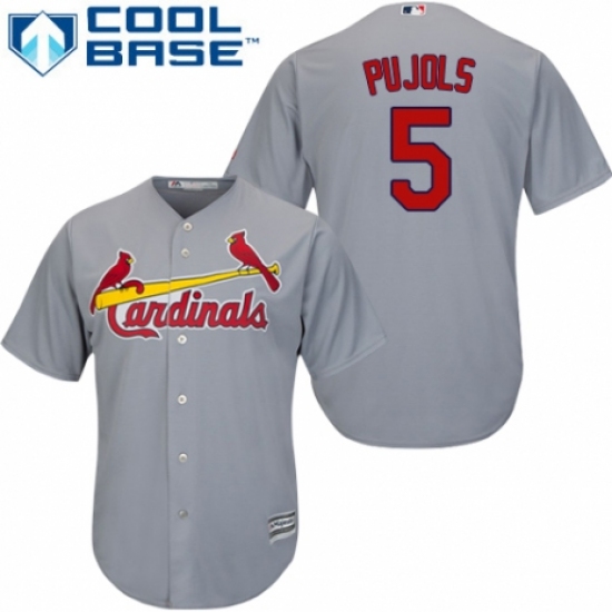 Men's Majestic St. Louis Cardinals #5 Albert Pujols Replica Grey Road Cool Base MLB Jersey - Ujersey