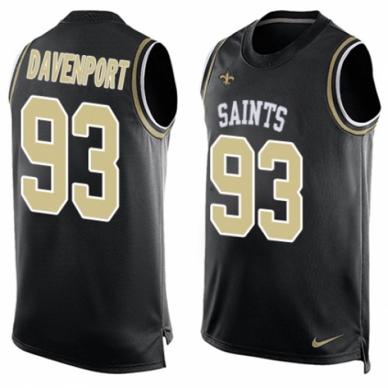 Men's Nike New Orleans Saints #93 Marcus Davenport Limited Black Player Name & Number Tank Top NFL Jersey - Ujersey