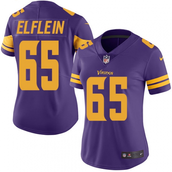 Women's Nike Minnesota Vikings #65 Pat Elflein Limited Purple Rush Vapor Untouchable NFL Jersey - Ujersey