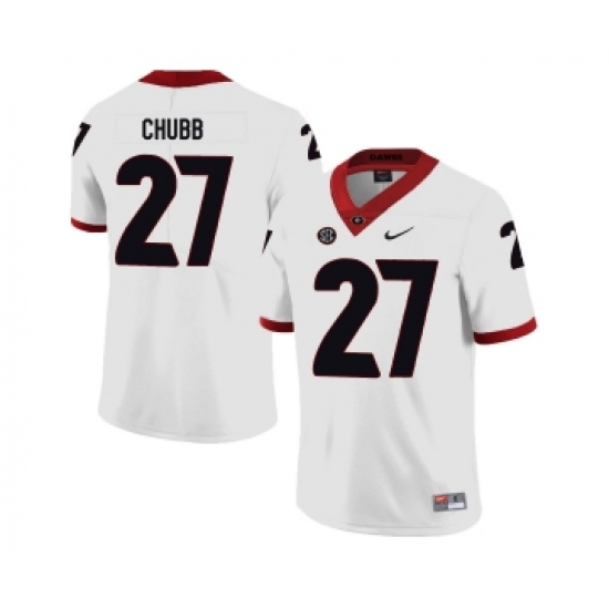 Georgia Bulldogs 27 Nick Chubb White Nike College Football Jersey - Ujersey