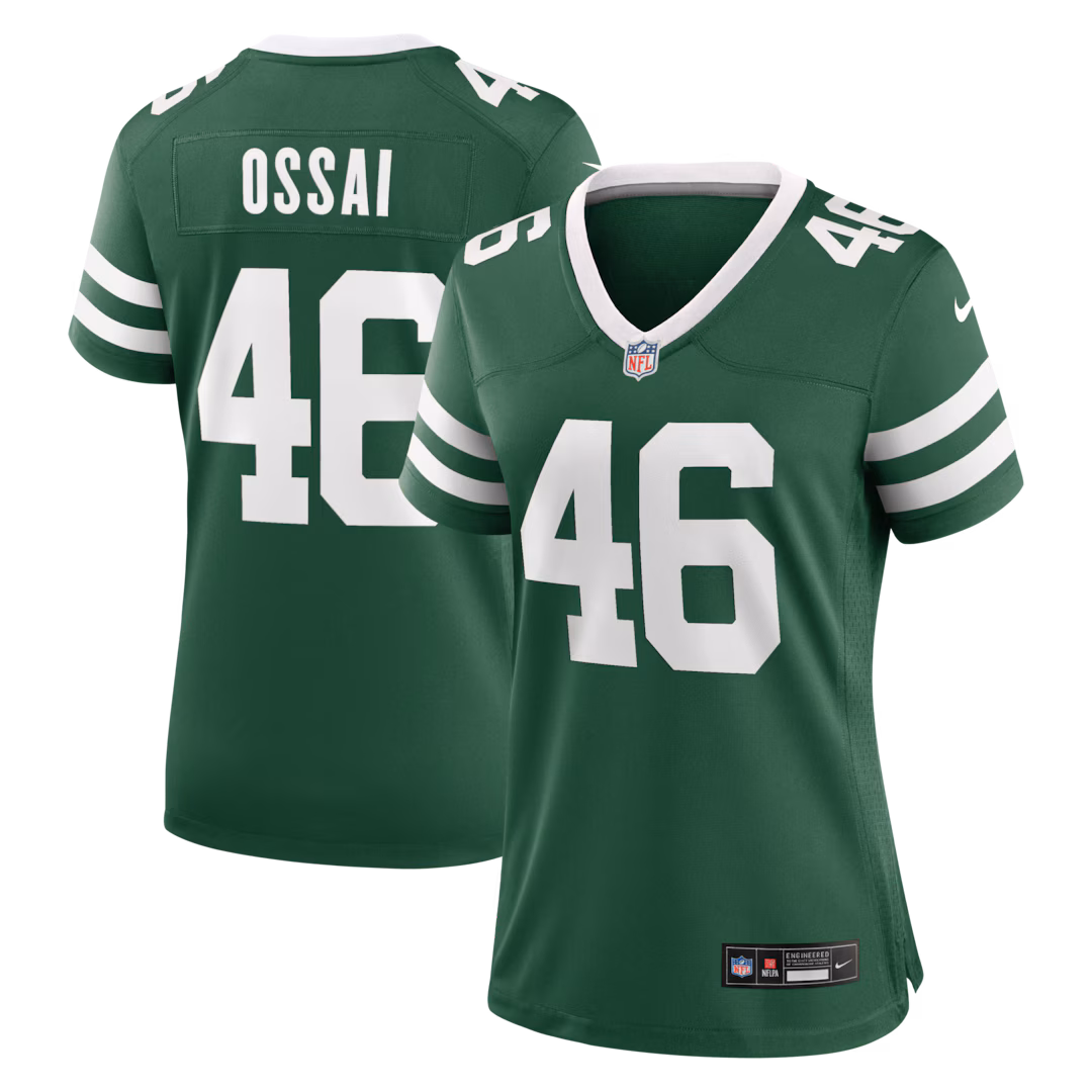 Women's New York Jets Joseph Ossai Nike Legacy Green Team Game Jersey - Ujersey