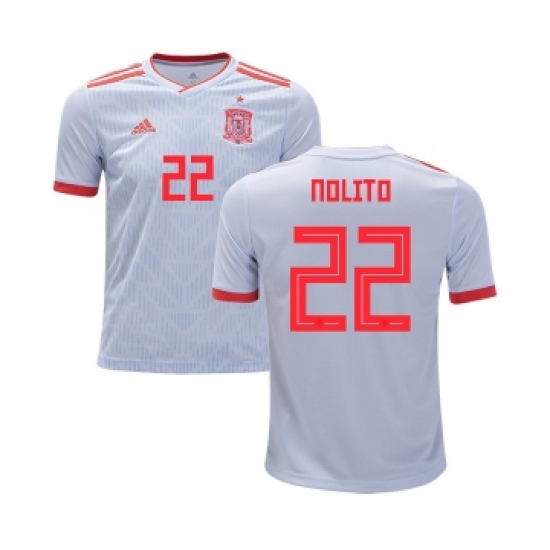 Spain #22 Nolito Away Kid Soccer Country Jersey