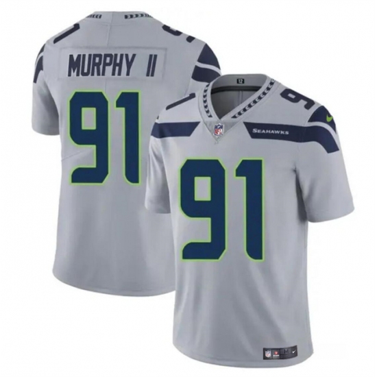 Men's Seattle Seahawks #91 Byron Murphy II Gray 2024 Draft Vapor Limited Football Stitched Jersey - Ujersey