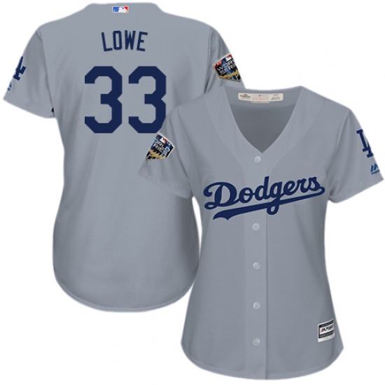 Women's Majestic Los Angeles Dodgers #33 Mark Lowe Authentic Grey Road Cool Base 2018 World Series MLB Jersey - Ujersey