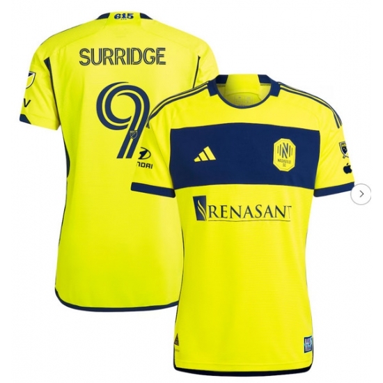 Mens Nashville SC Sam Surridge adidas Yellow 2024 The 615 Kit Authentic Player Jersey - Ujersey