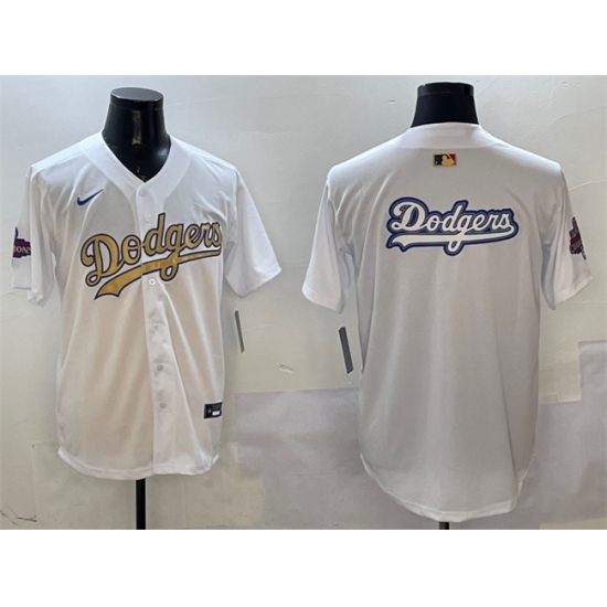 Men's Los Angeles Dodgers Team Big Logo White 2025 Gold Collection Limited Stitched Baseball Jersey - Ujersey