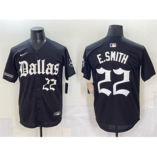 Men's Dallas Cowboys #22 Emmitt Smith Black 'Gothic Lone Star Edition' Limited Stitched Baseball Jersey - Ujersey