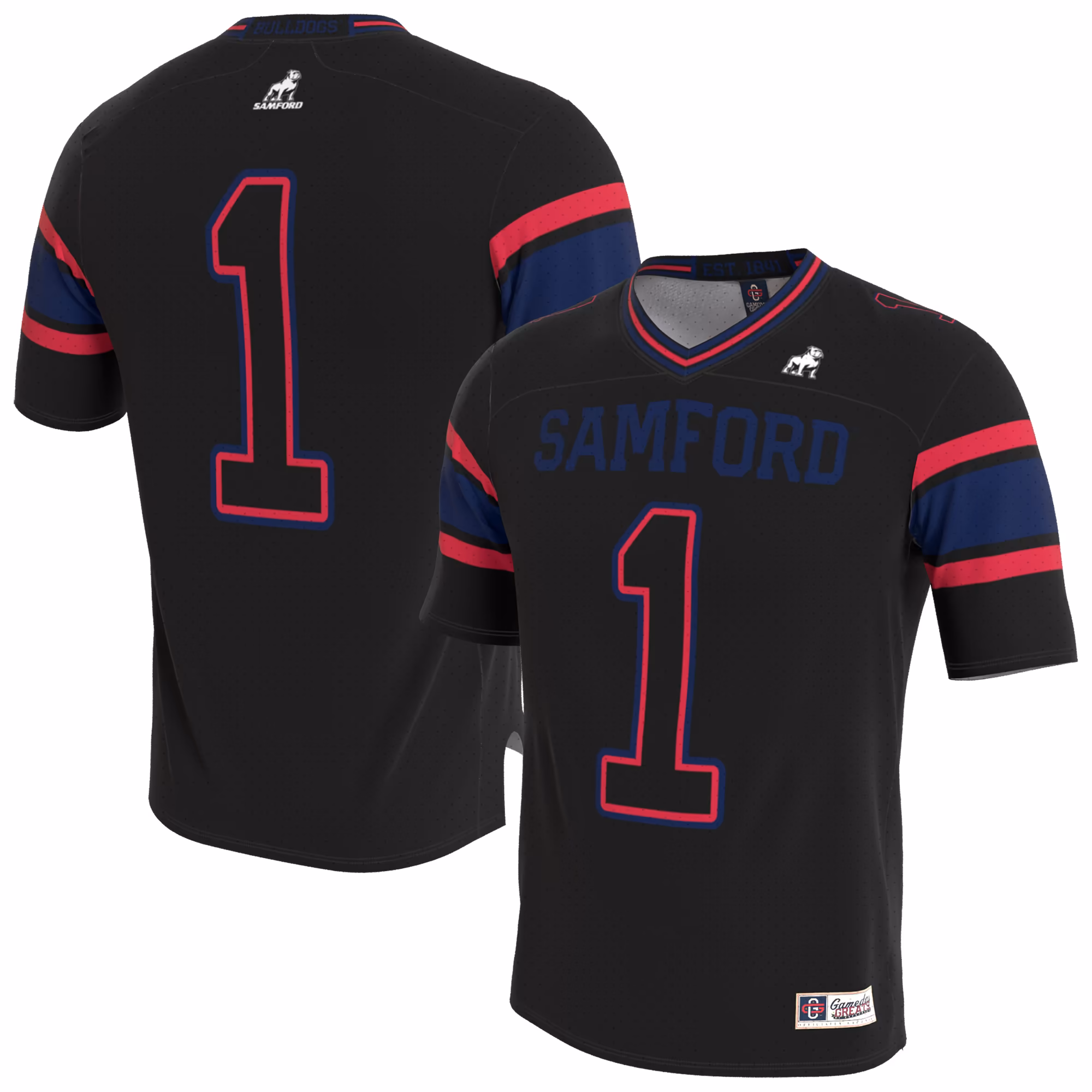 Unisex GameDay Greats Black Samford Bulldogs Lightweight Collegiate Football Blackout Fashion Jersey - Ujersey