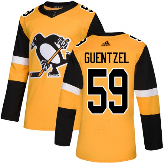 Men's Adidas Pittsburgh Penguins #59 Jake Guentzel Premier Gold Alternate NHL Jersey - Ujersey
