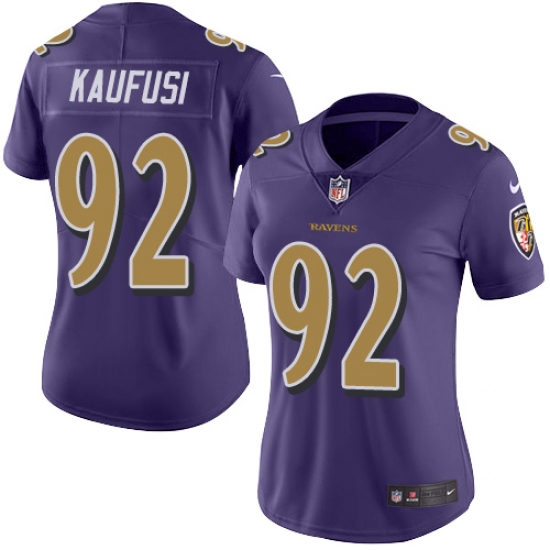 Women's Nike Baltimore Ravens #92 Bronson Kaufusi Limited Purple Rush Vapor Untouchable NFL Jersey - Ujersey