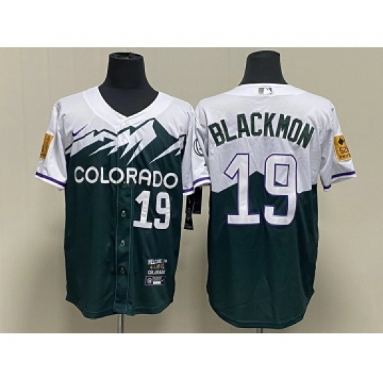 Men's Colorado Rockies #19 Charlie Blackmon Green 2022 City Connect Cool Base Stitched Jersey - Ujersey
