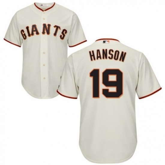 Youth Majestic San Francisco Giants #19 Alen Hanson Authentic Cream Home Cool Base MLB Jersey - Ujersey