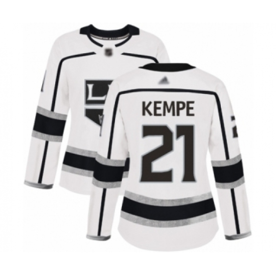 Women's Los Angeles Kings #21 Mario Kempe Authentic White Away Hockey Jersey - Ujersey