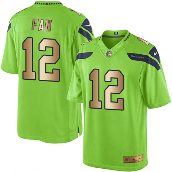 Men's Nike Seattle Seahawks 12th Fan Limited Green/Gold Rush NFL Jersey - Ujersey