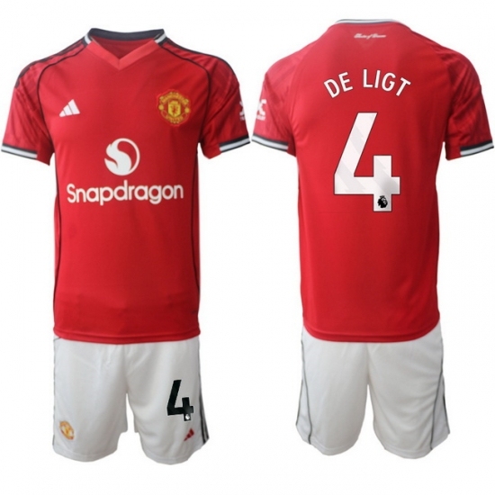 Men Manchester United 2026 Soccer Jerseys Red #4 DE LIGT