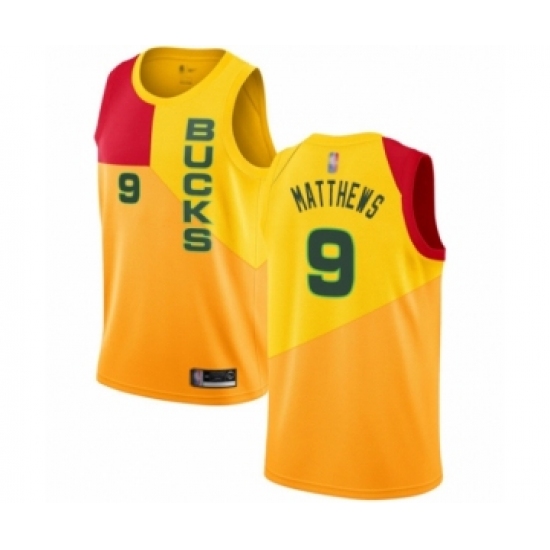 Women's Milwaukee Bucks #9 Wesley Matthews Swingman Yellow Basketball Jersey - City Edition - Ujersey