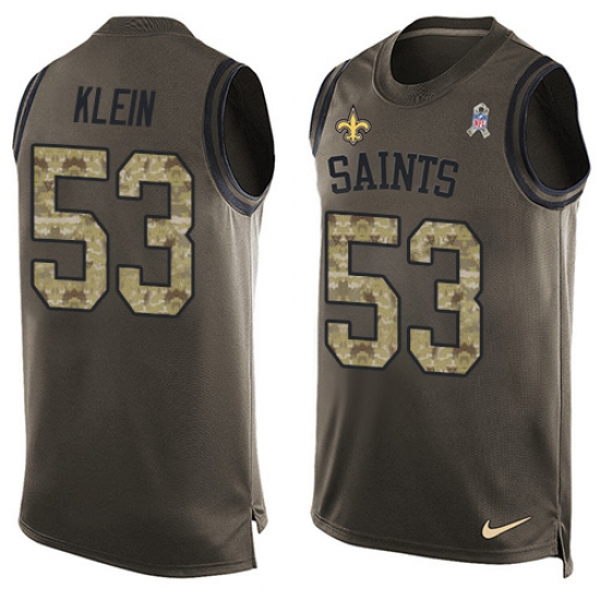 Men's Nike New Orleans Saints #53 A.J. Klein Limited Green Salute to Service Tank Top NFL Jersey - Ujersey