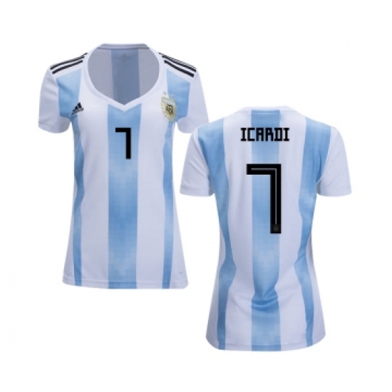 Women's Argentina #7 Icardi Home Soccer Country Jersey