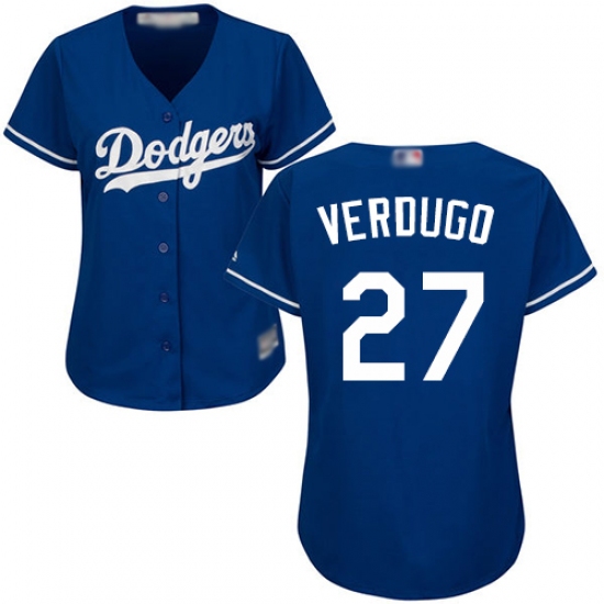 Women's Los Angeles Dodgers #27 Alex Verdugo Blue Alternate Stitched Baseball Jersey - Ujersey