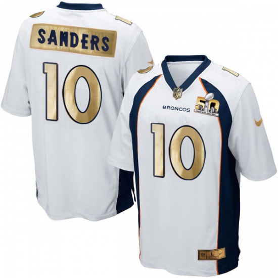 Men's Nike Denver Broncos #10 Emmanuel Sanders Game White Super Bowl 50 Collection NFL Jersey - Ujersey