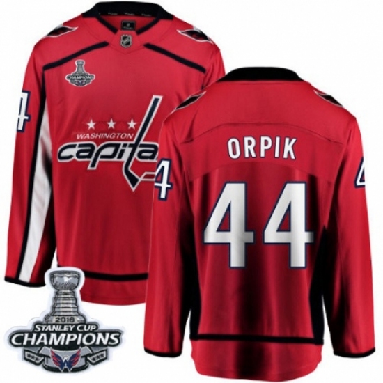 Men's Washington Capitals #44 Brooks Orpik Fanatics Branded Red Home Breakaway 2018 Stanley Cup Final Champions NHL Jersey - Ujersey