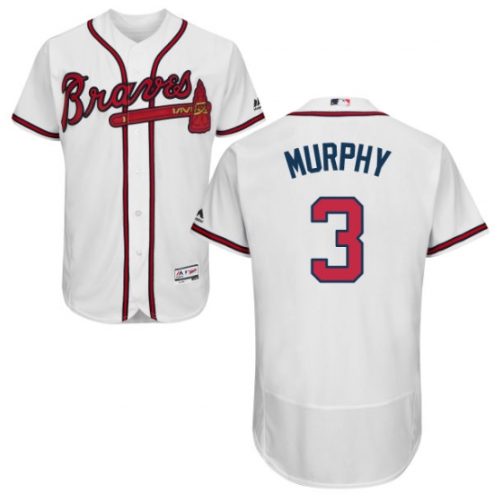 Men's Majestic Atlanta Braves #3 Dale Murphy White Home Flex Base Authentic Collection MLB Jersey - Ujersey
