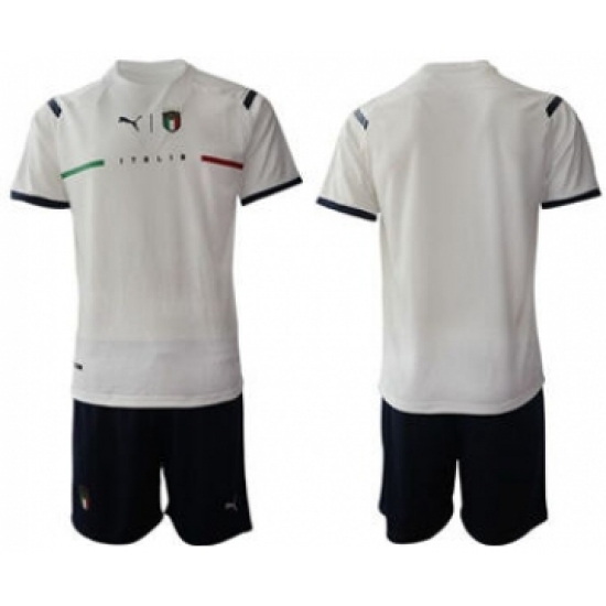 Men's Italy Custom Euro 2021 Soccer White Jersey and Shorts - Ujersey