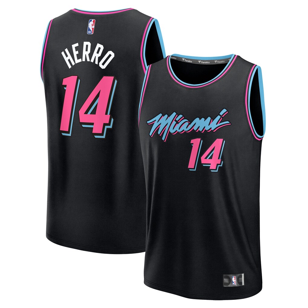 Men's Miami Heat Tyler Herro Fanatics Black 2025/26 City Edition Fast Break Jersey - ujerseystore