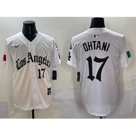 Men's Los Angeles Dodgers #17 Shohei Ohtani White Mexico 2025 LA Gothic Style With Fernando Vapor Premier Limited Stitched Baseball Jersey - Ujersey