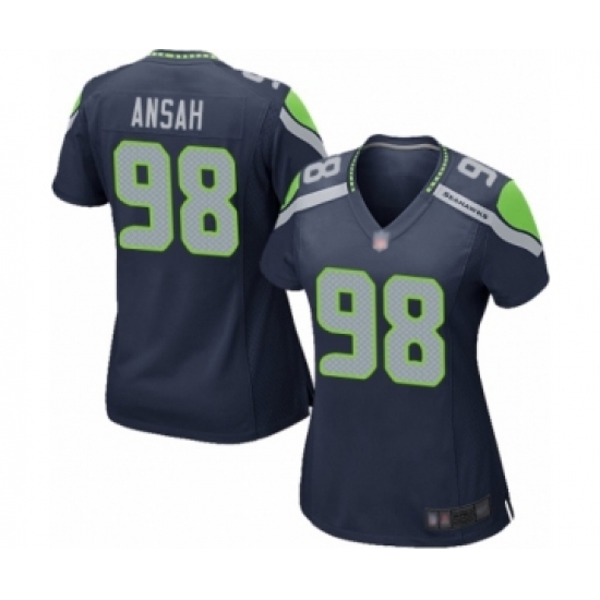 Women's Seattle Seahawks #98 Ezekiel Ansah Game Navy Blue Team Color Football Jersey - Ujersey