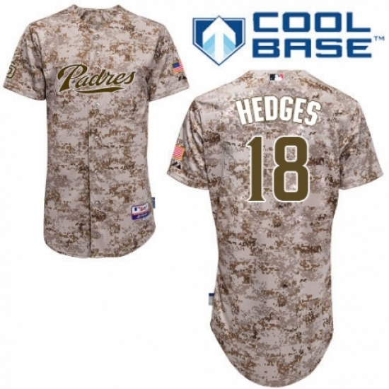 Men's Majestic San Diego Padres #18 Austin Hedges Replica Camo Alternate 2 Cool Base MLB Jersey - Ujersey