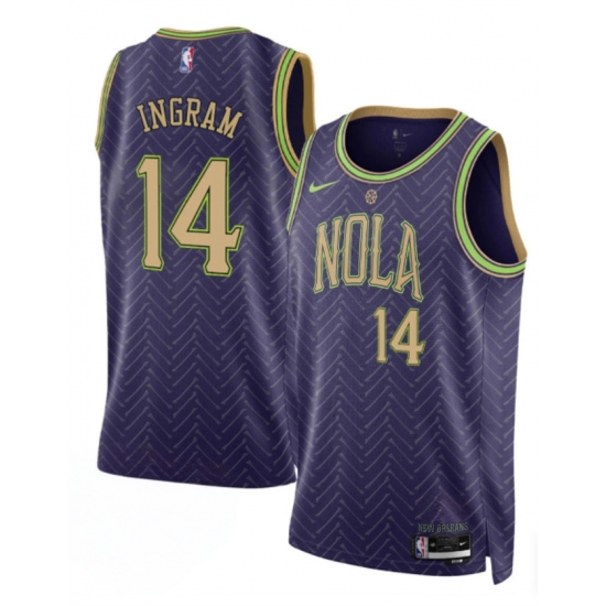 Men's New Orleans Pelicans #14 Brandon Ingram Purple 2024-25 City Ediiton Stitched Basketball Jersey - Ujersey