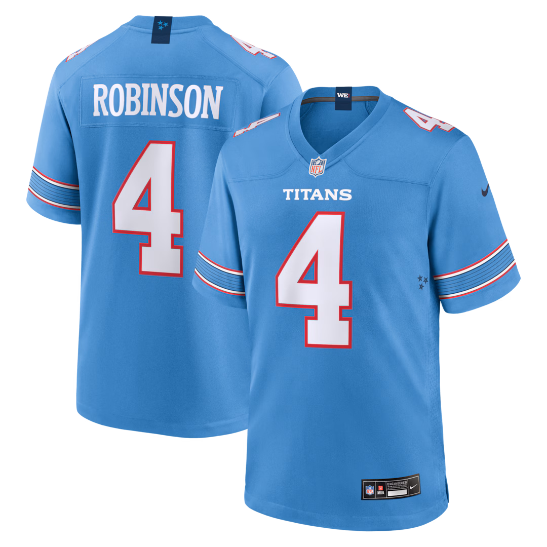 Men's Tennessee Titans Wan'Dale Robinson Nike Light Blue Team Game Jersey - ujerseystore