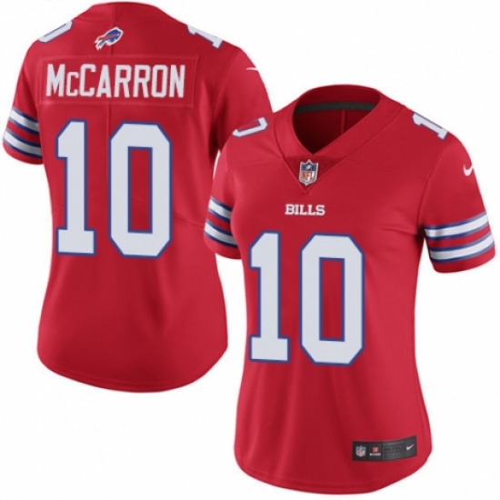 Women's Nike Buffalo Bills #10 AJ McCarron Limited Red Rush Vapor Untouchable NFL Jersey - Ujersey