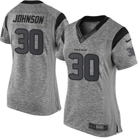 Women's Nike Houston Texans #30 Kevin Johnson Limited Gray Gridiron NFL Jersey - Ujersey