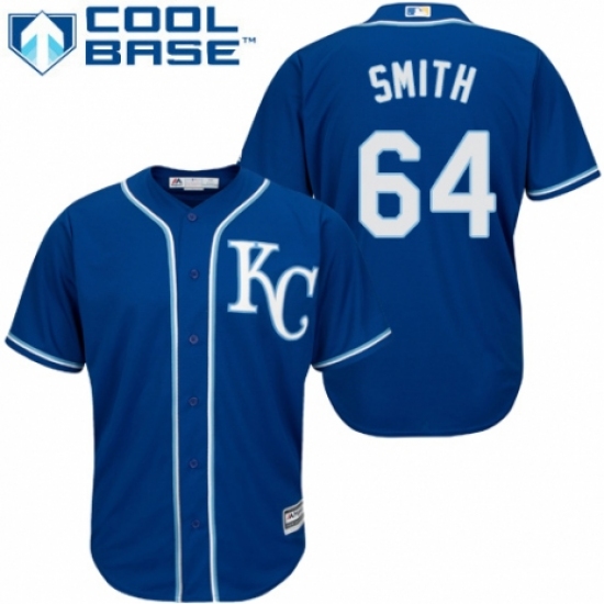 Youth Majestic Kansas City Royals #64 Burch Smith Replica Blue Alternate 2 Cool Base MLB Jersey - Ujersey