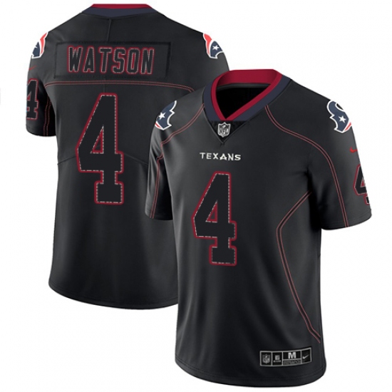 Men's Nike Houston Texans #4 Deshaun Watson Limited Lights Out Black Rush NFL Jersey - Ujersey