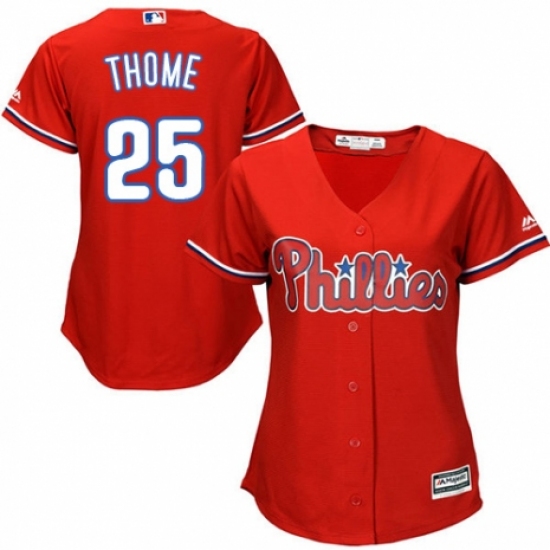 Women's Majestic Philadelphia Phillies #25 Jim Thome Authentic Red Alternate Cool Base MLB Jersey - Ujersey