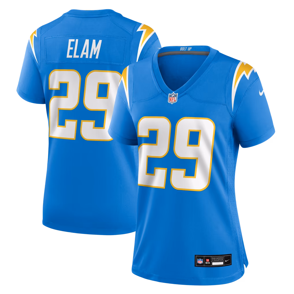 Women's Los Angeles Chargers Kaiir Elam Nike Powder Blue Team Game Jersey