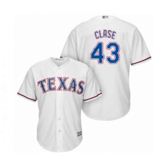 Youth Texas Rangers #43 Emmanuel Clase Authentic White Home Cool Base Baseball Player Jersey