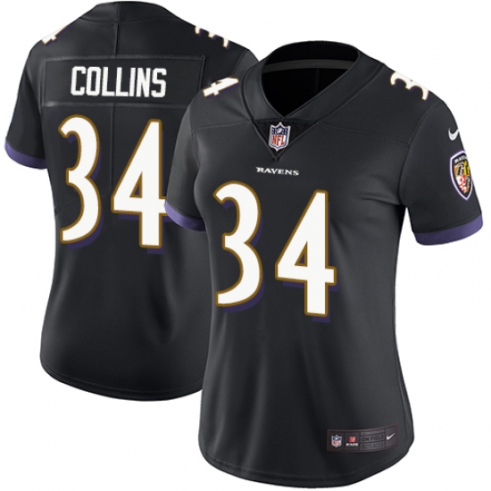 Women's Nike Baltimore Ravens #34 Alex Collins Black Alternate Vapor Untouchable Limited Player NFL Jersey - Ujersey