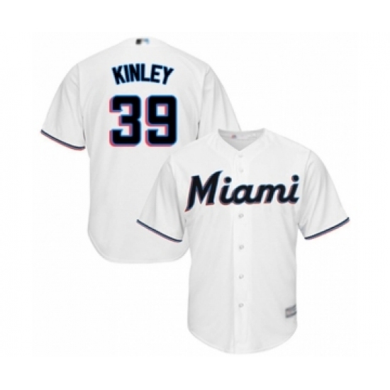 Youth Miami Marlins #39 Tyler Kinley Authentic White Home Cool Base Baseball Player Jersey - Ujersey