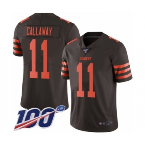 Men's Cleveland Browns #11 Antonio Callaway Limited Brown Rush Vapor Untouchable 100th Season Football Jersey - Ujersey