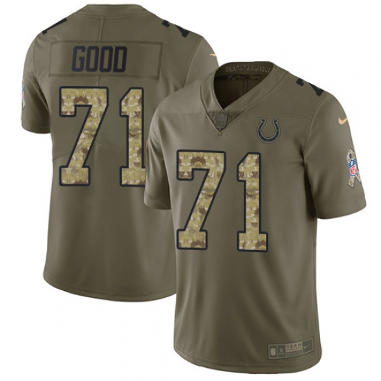 Youth Nike Indianapolis Colts #71 Denzelle Good Limited Olive/Camo 2017 Salute to Service NFL Jersey - Ujersey
