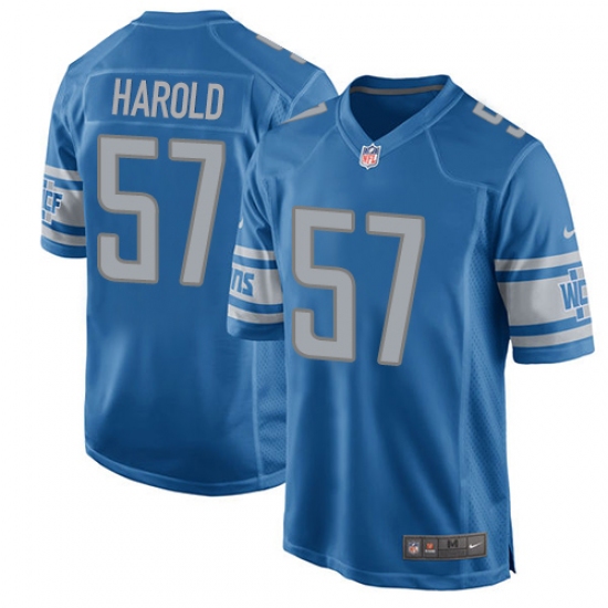 Men's Nike Detroit Lions #57 Eli Harold Game Blue Team Color NFL Jersey - Ujersey