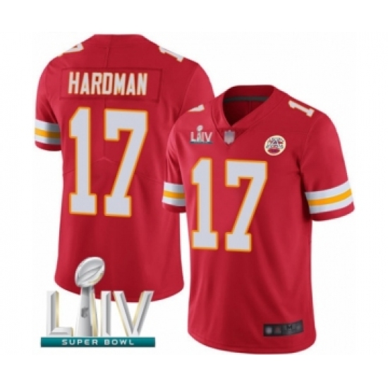 Men's Kansas City Chiefs #17 Mecole Hardman Red Team Color Vapor Untouchable Limited Player Super Bowl LIV Bound Football Jersey - Ujersey