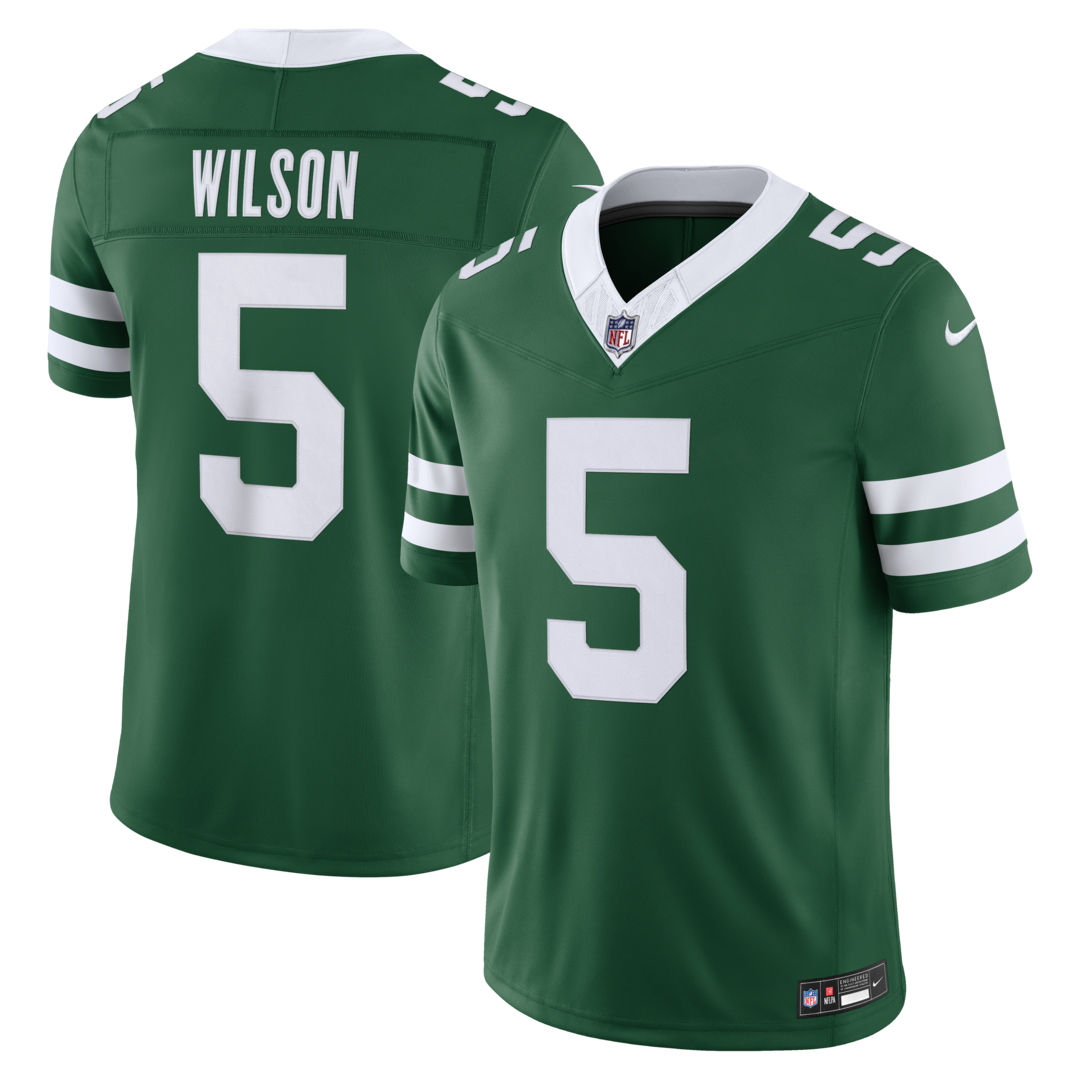 Men's New York Jets Garrett Wilson Nike Legacy Green Team Vapor F.U.S.E. Stitched Limited Jersey - SUjersey01