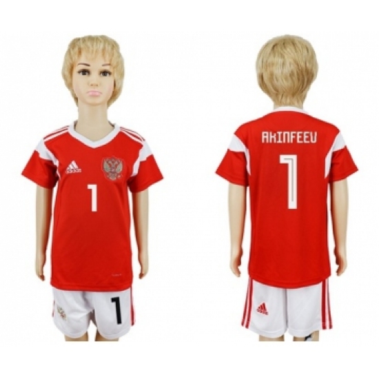 Russia #1 Akinfeev Home Kid Soccer Country Jersey